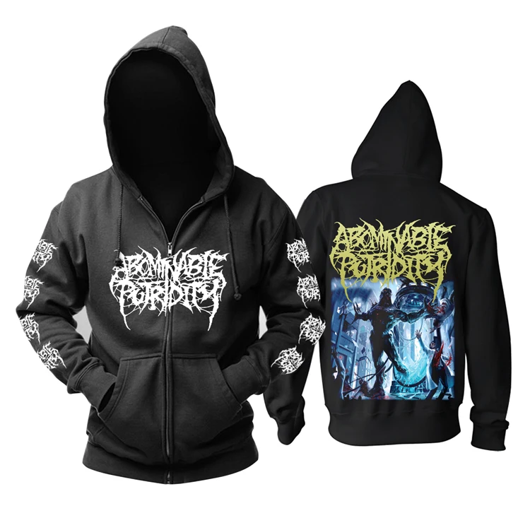 

5 designs Harajuku Abominable Putridity Cotton Zipper Sweatshirt Rock hoodies shell jacket brand folk metal fleece tracksuit