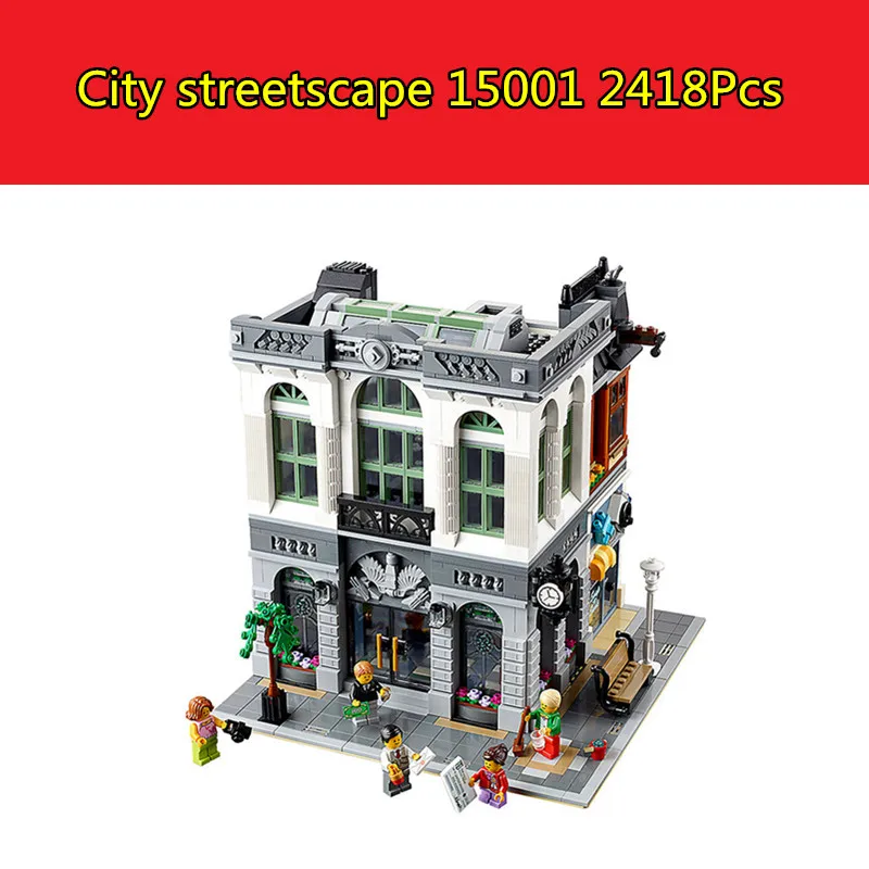 

15001 2413Pcs Brick Bank Model Building Kits Blocks Bricks Toy Compatible With lego 10251 3D Bricks figure toys for children