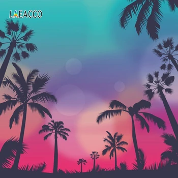 

Laeacco Coconut Palm Tree Beach Party Light Bokeh Photography Backgrounds Customized Photographic Backdrops For Photo Studio
