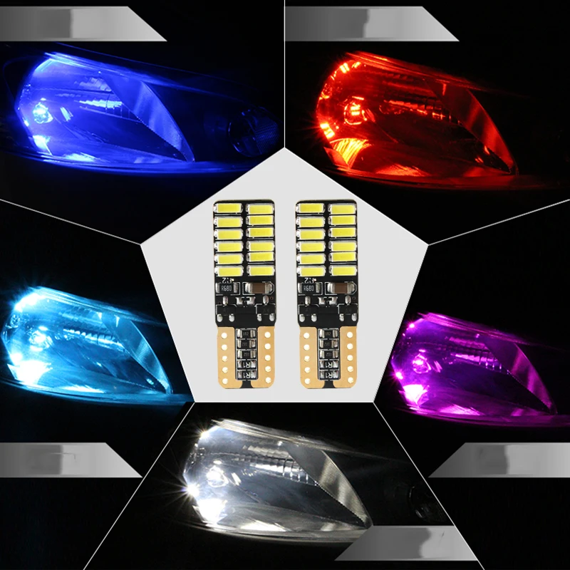Светодиодный T10 лампы 100 шт. w5w Canbus 24SMD 3014 для автомобильных парковочных мест