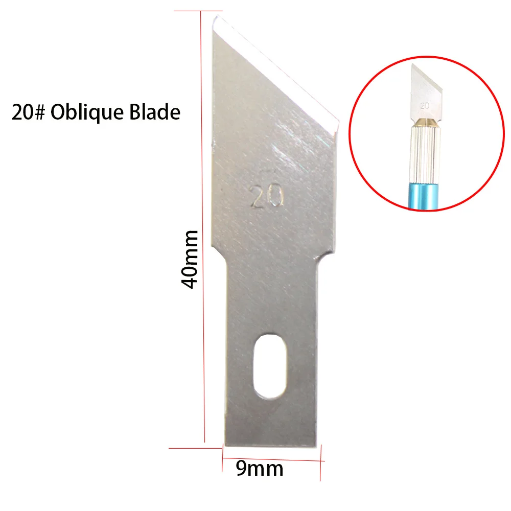 

10 PCS/Pack 20# Oblique Scoring Blade for Hobby Art and Craft Work Model Cutting Carving Replacement Knife Blades