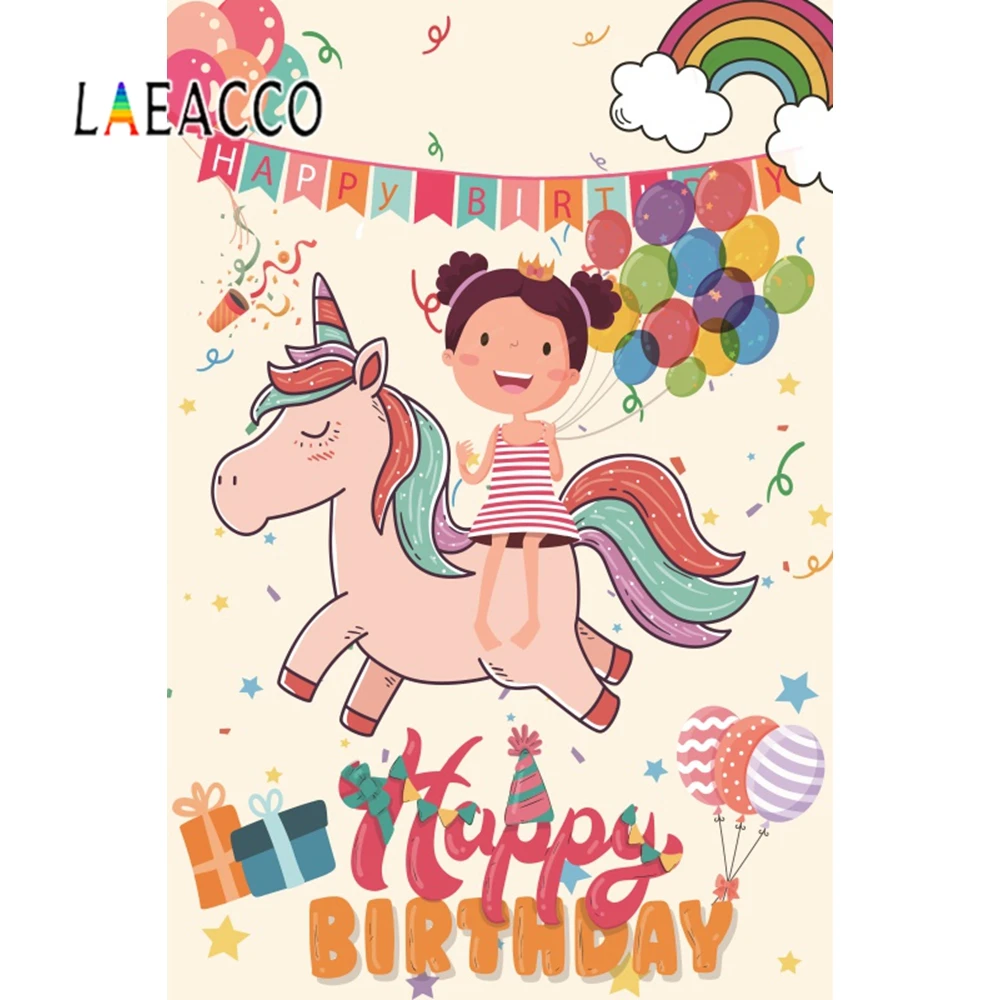 

Yeele Unicorn Balloons Girls Photography Backdrops Baby Child Birthday Party Custom Photographic Backgrounds For Photo Studio