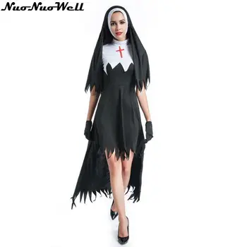 

Hot Nun Halloween Costume Adult Female Sexy Cosplay Costume Priest Black Carnival Top Quality Masquerade Party Costumes