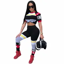 Женский комплект для йоги, тренажерного зала, фитнеса, тенниса, с коротким рукавом, с круглым вырезом, рубашка+ штаны, для бега, тренировки, леггинсы, спортивный костюм размера плюс