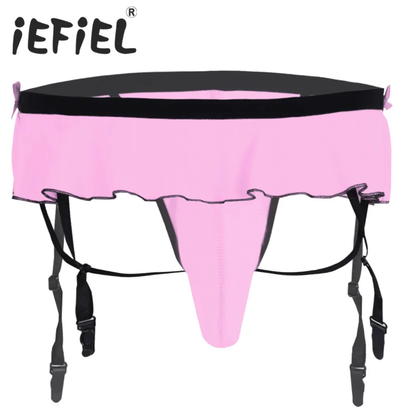 

iEFiEL Fashion Mens Male Lingerie Sexy Bikini Briefs Underwear Underpants Sissy Thong Triangle Panties with Bulge Pouch Garters