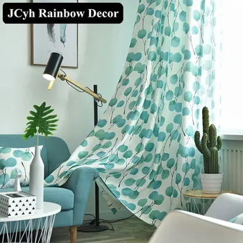 

Green Leaf Linen Blackout Curtains For Bedroom Modern Window Curtain For Living Room Curtain Blackout decor Rideau Cortina Tende