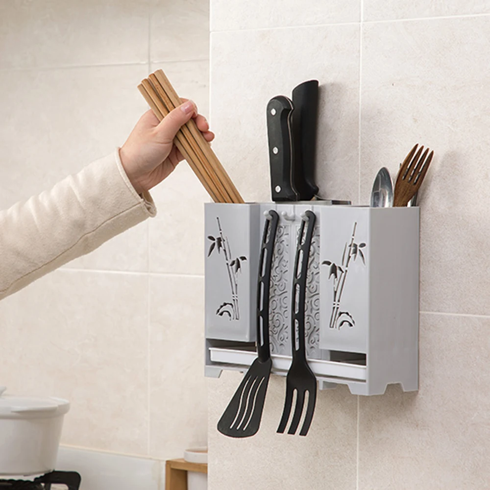 

1pc Kitchen Hanging Tableware Drying Holder Chopsticks Fork Spoon Knife Sponge Drain Rack Kitchen Utensils Organizer
