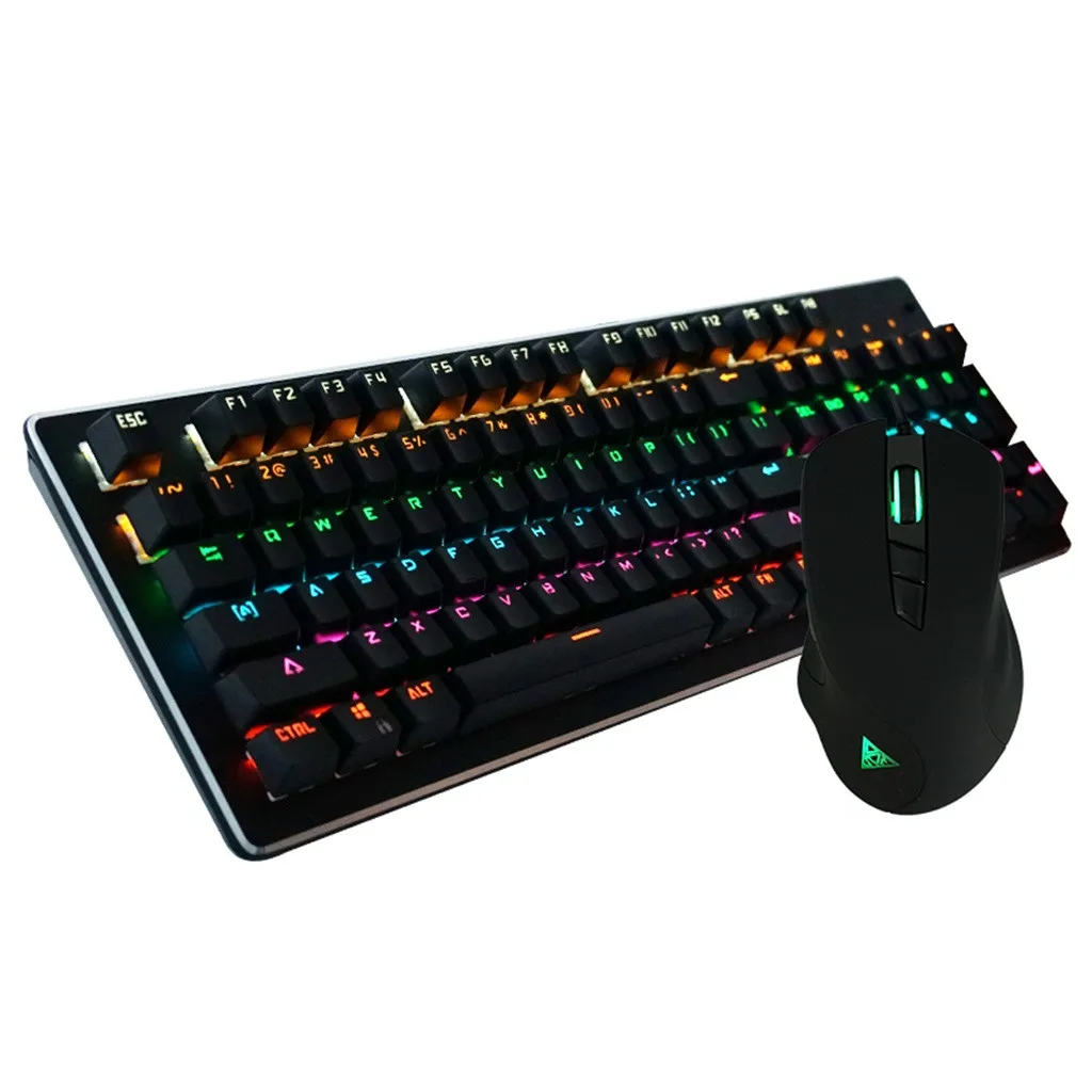 Белый Игровая линия механическая клавиатура Feel backlight USB клавиатура 104 ключ Клавиатура Мышь Пакет металлическая панель Клавиатура - Цвет: Белый