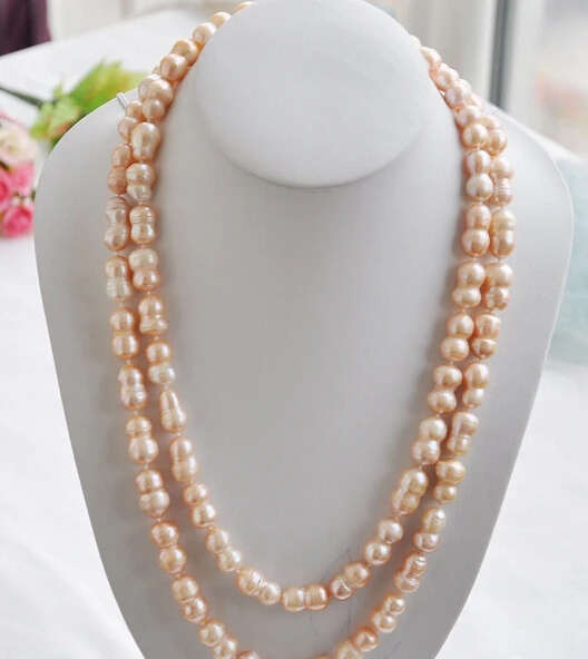 

Miss charm Jew.734 50" 20mm PINK peanut DOUBLE BAROQUE FRESHWATER PEARL NECKLACE