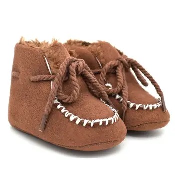 

Warm Vintage Fashion Baby Girls Suede Skid Resistant Fiiting Designs Cack Lace Up First Walkers