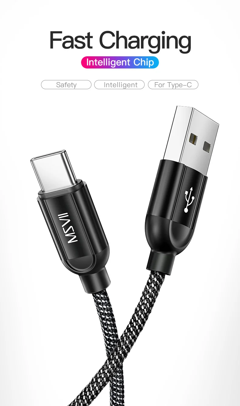 Msvii USB кабель для быстрой зарядки и обновления usb type-C для samsung S9 S8 Note 8 9 кабель для передачи данных USBC type-c для телефонов Xiaomi Redmi