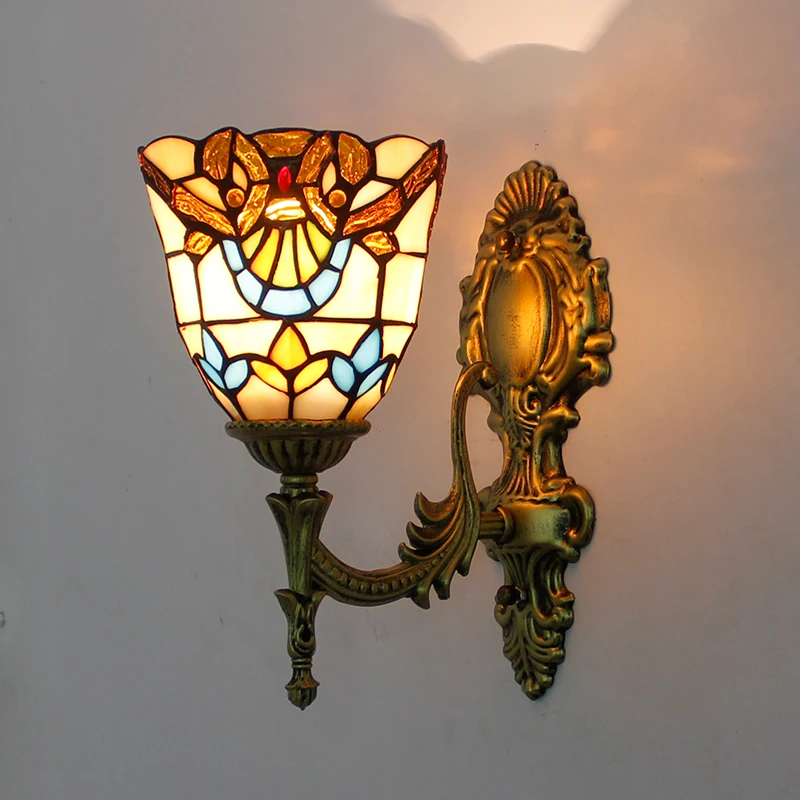 Europeu para Cima para Baixo Luzes de Parede para o Quarto Conduziu a Lâmpada Artpad Retro Vitrais Borboleta Cabeceira Corredor Frente Espelho E27 Turca 28 Artpad retro europeu para cima para baixo