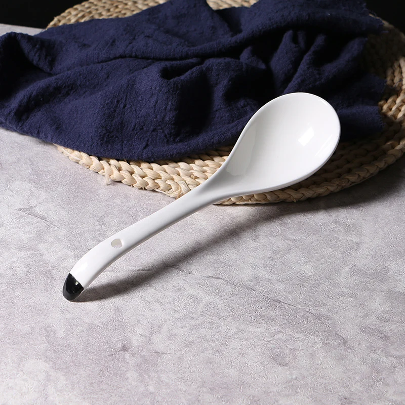 1pc Brief Ceramic Porcelain china Large Serving Soup Spoon Home Hotel