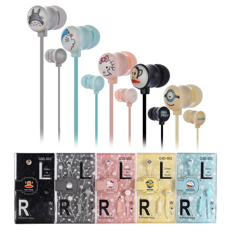 

Cartoon stereo headphone in ear earphones 3.5mm music headphone for iphone for samsung phone laptop earphones with microphone