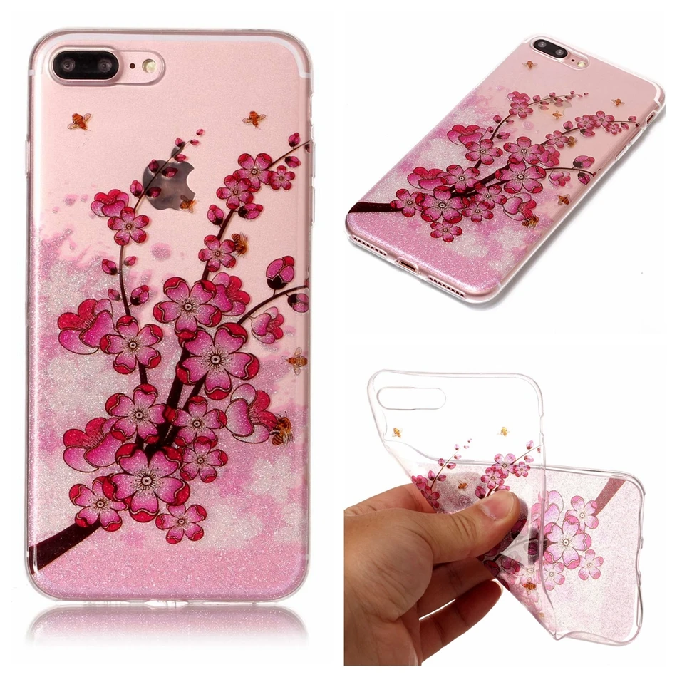 for apple iphone 5g 5s SE 6 6S plus 7 case Flash Glitter Silicone Bling PUG back Transparent phone Cover for iphone 7 plus Coque (8)