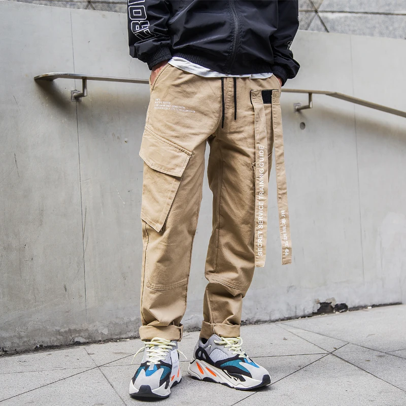 

Men Cargo Pant Streetwear Hip Hip Harajuku Harem Kanji Secret Service Pant Pockets Japan Style Pant Joggers Hipster Trousers