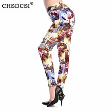 CHSDCSI Популярные летние леггинсы для фитнеса новые женские Леггинсы пуш-ап леггинсы с цветочным принтом эластичные штаны с высокой талией Прямая поставка