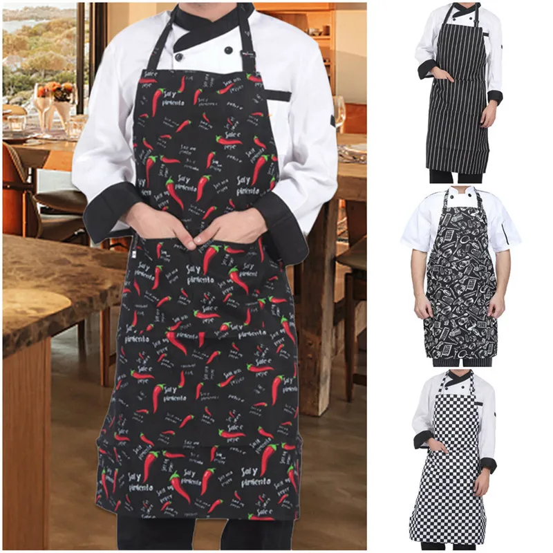 

Adjustable Half-length Adult Apron Striped Hotel Restaurant Chef Waiter Apron Kitchen Cook Apron With 2 Pockets