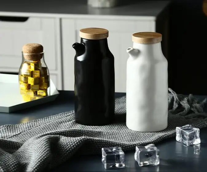 1PC 400ML Ceramic Oil Bottle Leak-Proof Kitchen Vinegar Olive Dispenser Japanese-Style Seasoning Pot JO 1090 | Дом и сад