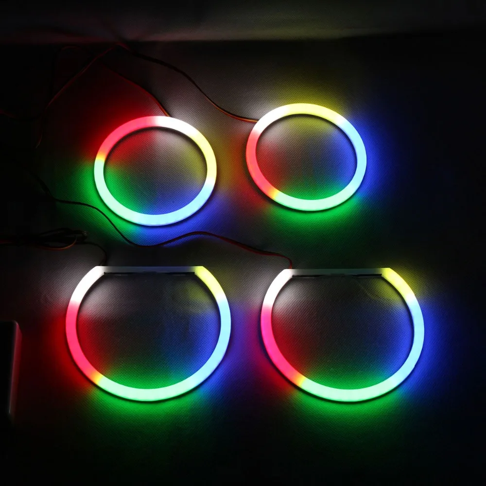 For Bmw 3 5 7 Series E46 E39 E38 Colorful Rgbw Cotton Led Angel Eyes  Revolving Dynamic Light Sequential Flowing With Turn Signal
