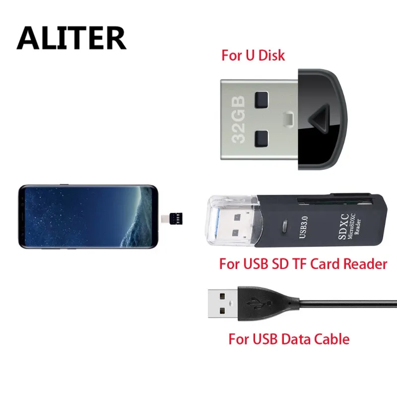 ALITER Тип C к USB OTG разъем адаптер для USB флэш-накопитель S8 Note8 Android телефон