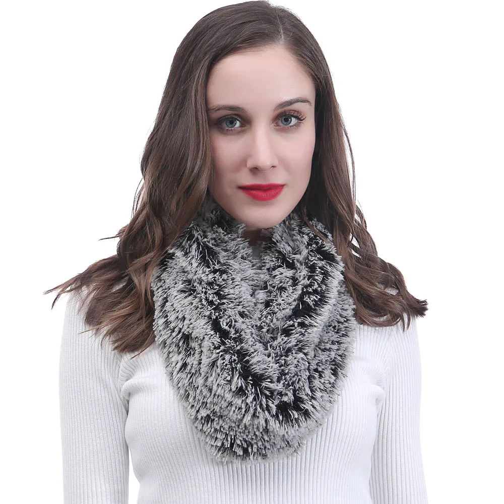 Bi Colours Ladies Faux Fur Snood Scarf Tube Neck Warmer Fluffy Softin