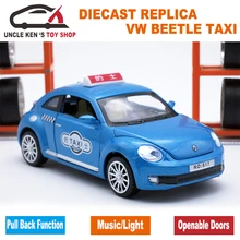 Diecast Scale Model Car, Metal Taxi Collection Toys As Boys/Children Gift With Pull Back Function/Light/Sound/Openable Doors