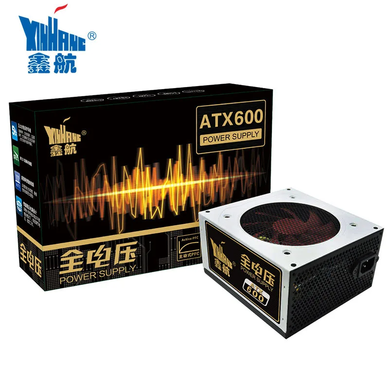 Блок питания XINGHANG для ПК 600 Вт тихий игровой блок с вентилятором 120 мм 20/24 контакта