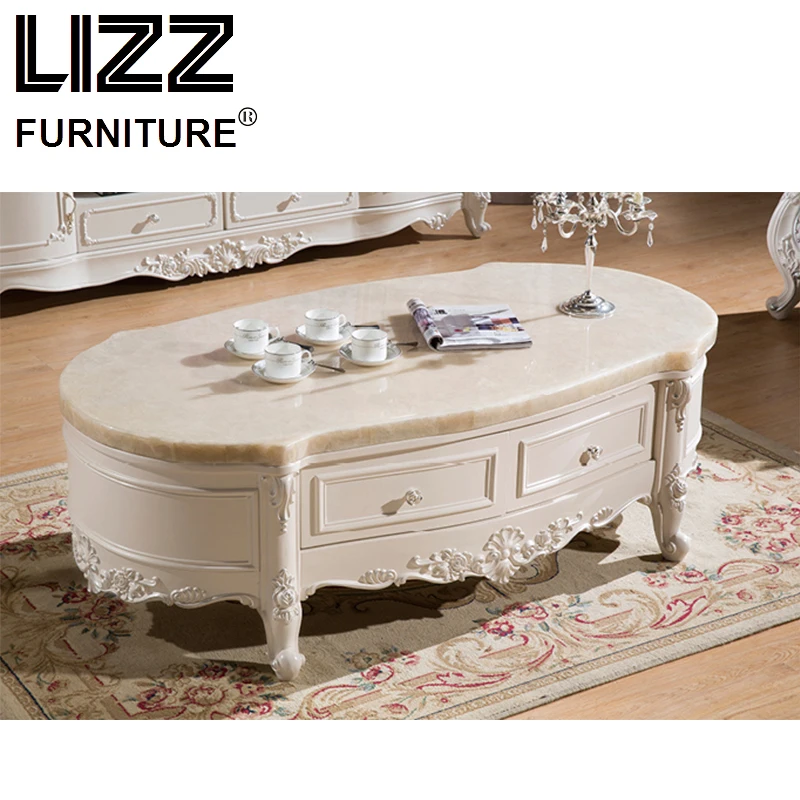 Marble Coffee Table Living Room Furniture Set Royal Furniture Antique Style TV Cabinet Stand Muebels Meble Do Salonu Side Table