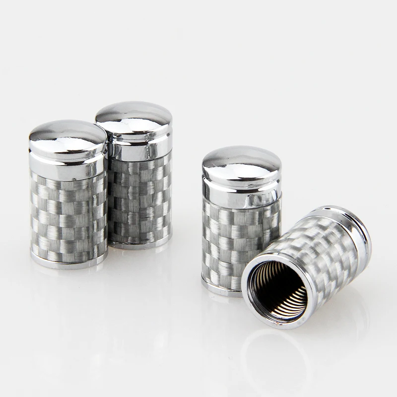 4pcs Copper Carbon Fiber Car Tire Wheel Valve Caps For Mercedes BMW Car