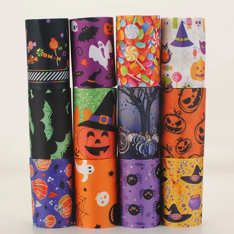

Design Random set 5/10yards 3'' 75mm Halloween printed grosgrain ribbon,DIY handmade Ribbons free shipping