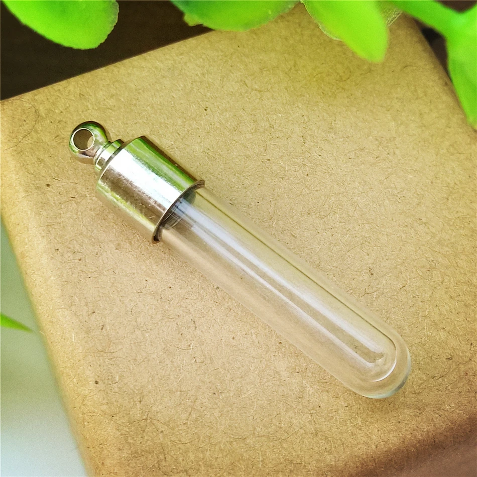 100pieces SCREW CAP tube 35*6mm glass vial pendant crystal vial pendant glass pendant crystal