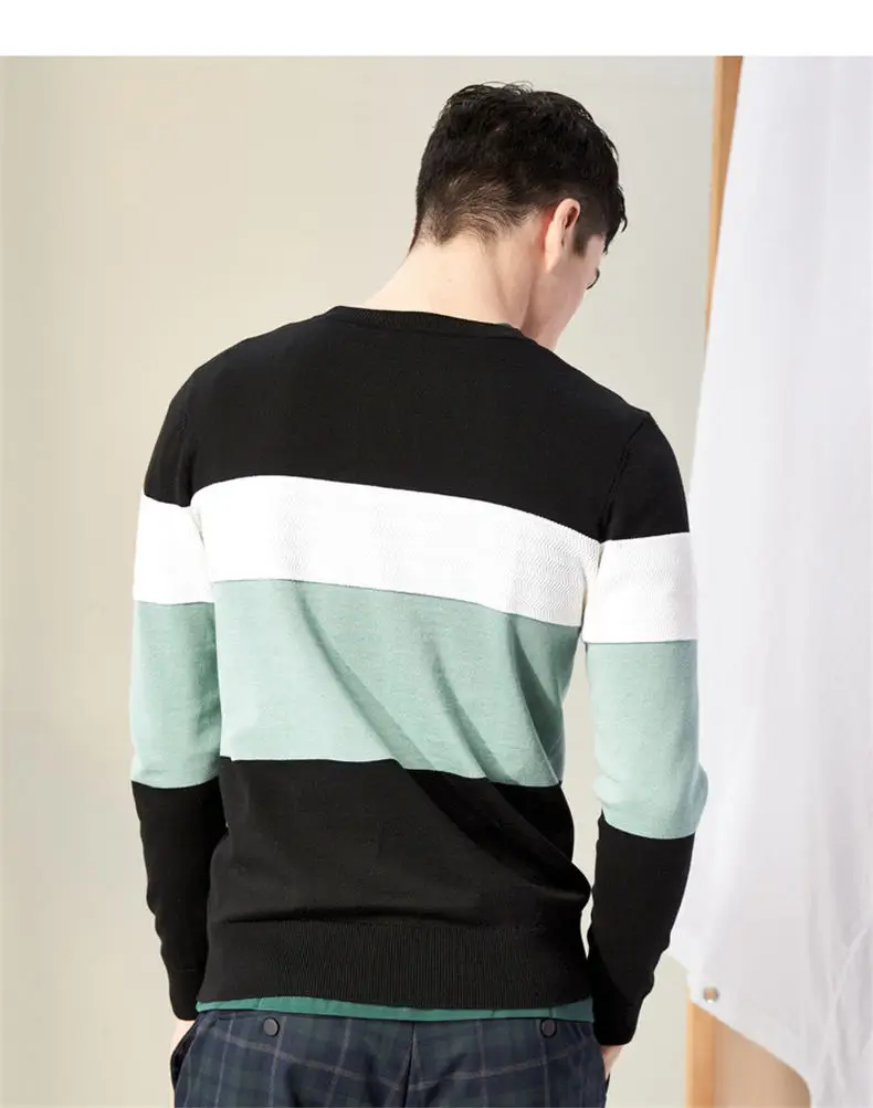 2019 New Fashion Men Sweater Pullover High Qulaity Cotton Acrylic Striped Knit Jumper Dress Male Spring Autumn Brand Muls 4XL 08