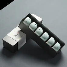 6 штук в упаковке Cudgel чайная чашка из селадона ручная роспись белая фарфоровая чашка чайный набор кунг-фу Мастер чашка бизнес подарки подарочная коробка