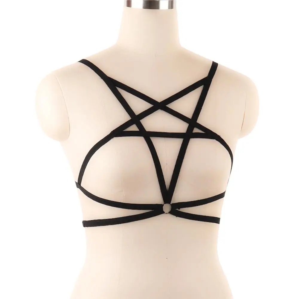 

Sexy Women Hollow Out Elastic Cage Bra Bandage Strappy Halter Bustier Top
