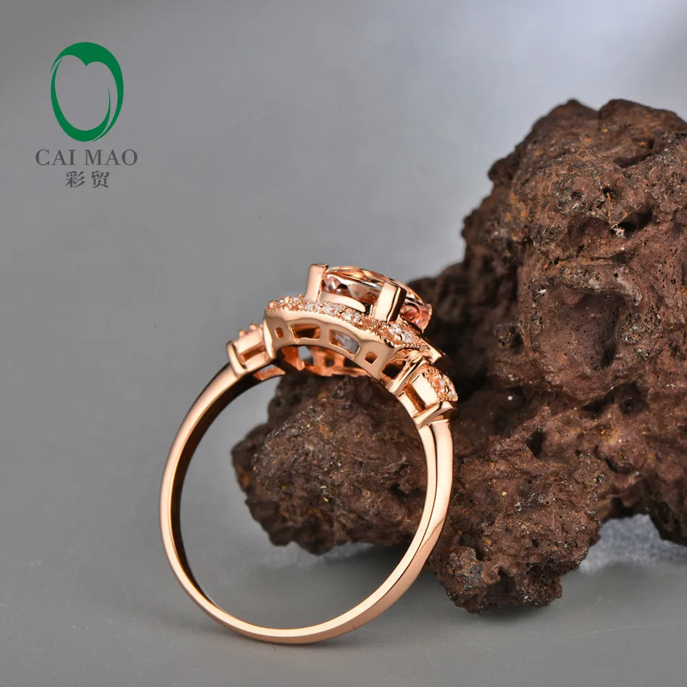2.35ct VS 8 мм круглая морганитовая мозаика Алмаз Настоящее 14 к розовое золото обручальное кольцо