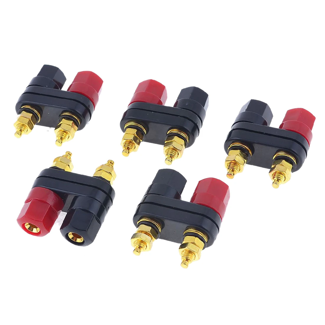 HFES 5 Pcs Black Red Plastic 5mm Thread Dual Banana Jacks Binding Post
