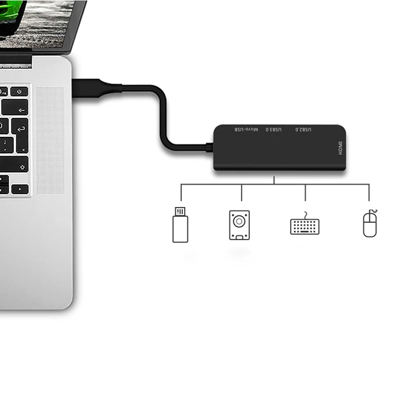 

HUB Type-C To Micro USB 3.0 2.0 HDMI Thunderbolt 4 Port Splitter Adapter Compatible For MacBook Pro Samsung Galaxy S9/S8/Note 9