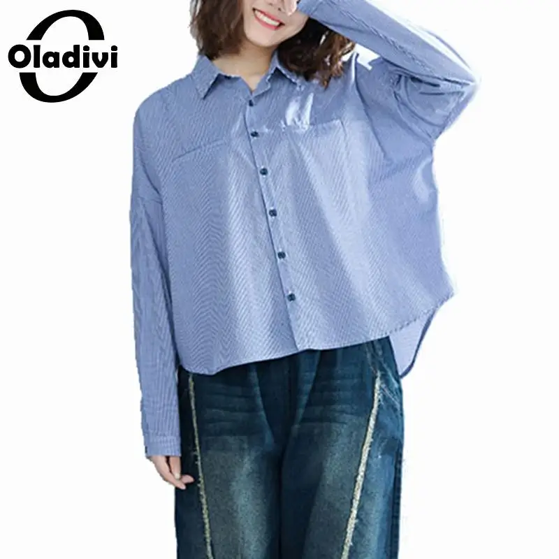 

Oladivi Plus Size Women Long Sleeves Short Tops Fashion Ladies Plaid Blouses Ladies Office Work Wear OL Official Shirts Blusas