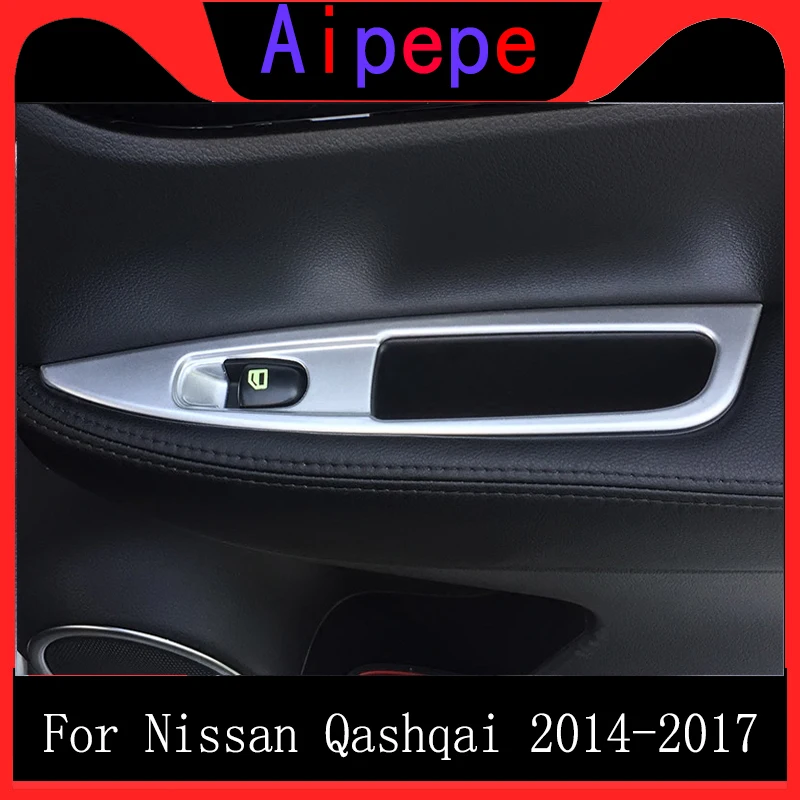 

For Nissan Qashqai 2014 2015 2016 2017 Car Styling ABS Chrome Armrest Door Window Switch Panel Cover Trim Drop Shipping