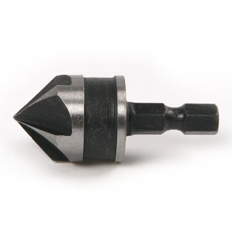 1/4 Hex Shank Countersink Drill Bit 5 Flute 90 Degree Woodworking Chamfer Counter Sinks 12-19mm Chamfering Debur Countersink