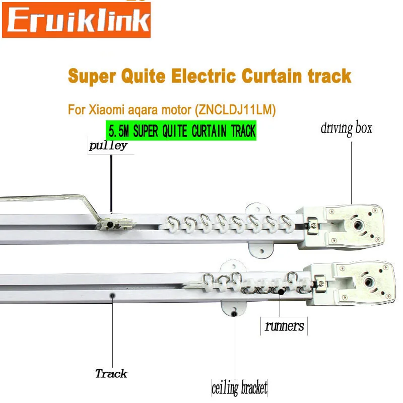 KT5.5M Quality Automatic Electric Curtain Track for Xiaomi aqara/Dooya KT82/DT82 motorr,Super quite Curtain track for Smart Home