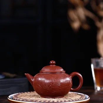 

Yixing Pottery Teapot Famous Full Manual Raw Ore Bright Red Robe Goldfish Level Kettle Kungfu Online Teapot Tea Set Suit Gift