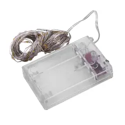 Гирляндой AA Батарея питание 10 м 100 светодиодный s серебро светодиодный Медный провод строка свет декоративные гирлянды