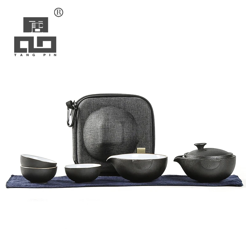 TANGPIN черная посуда керамическая чайник чашки чайные наборы портативный чайный набор для путешествия с дорожная сумка