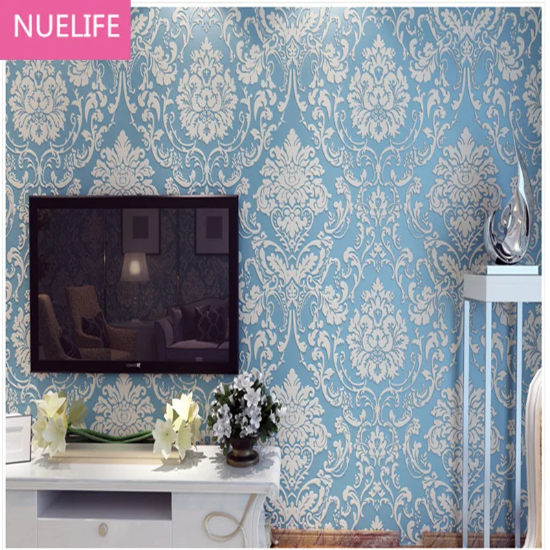 

0.53x10m 3D Gold Damascus Flower Non-woven Wallpaper Living Room Bedroom Wedding Room Shop Wallpaper N12