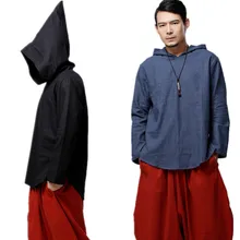 Cotton And Linen Literary Men’s Clothing Leisure Coat Jacket Hooded Elf Male Money In Cap The Chinese Men’s Clothing