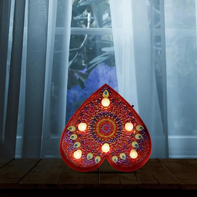 

DIY Heart Shaped Diamond Painting Lamp Full Drill Mandala LED Modeling Night Light Home Decoration Ornament Lamp Lighting