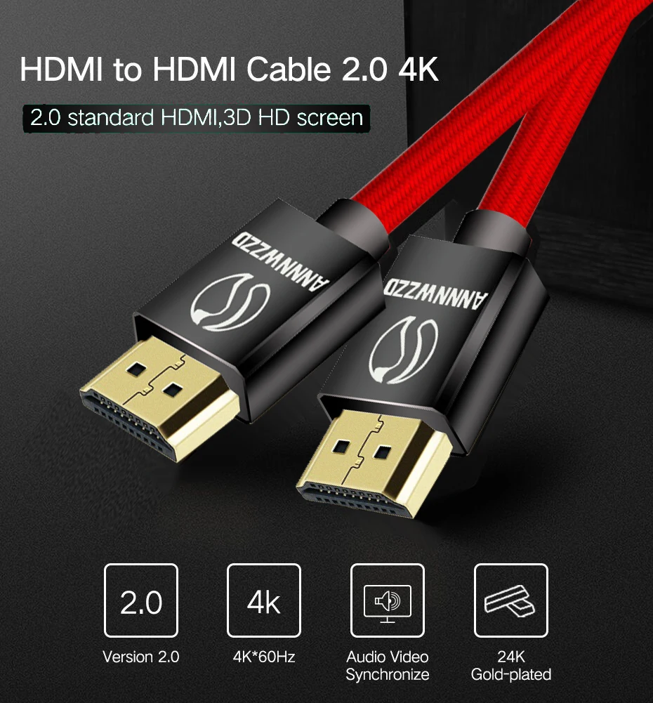 HDMI кабель высокоскоростной 1 м 2 м 3 м 5 м 10 м 6 футов-видео 4K 2160p HD 1080p 3D-Xbox playstation PS3 PS4 tv PC