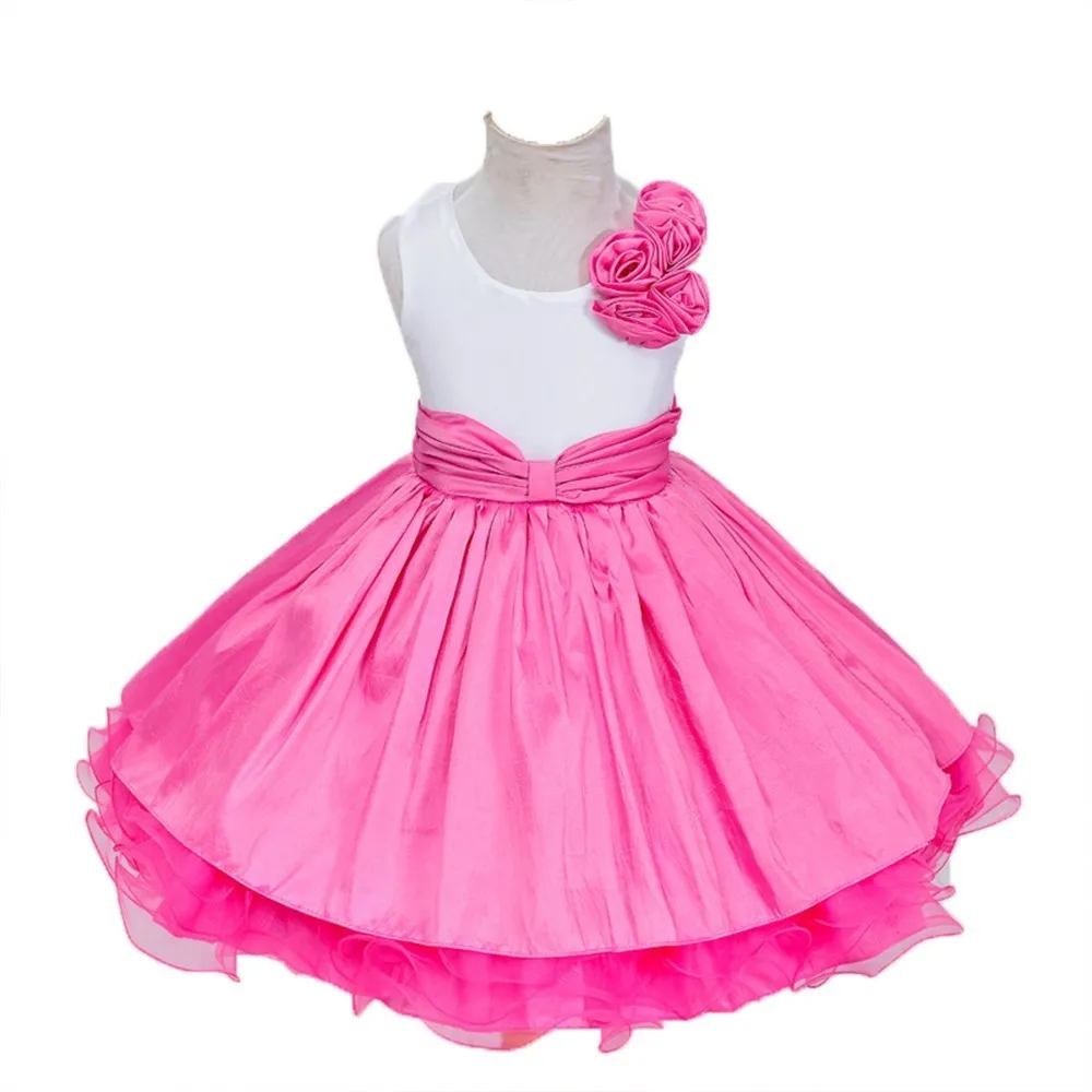 Pink Flower Girls Dresses Single Shoulder Sleeveless Girl Evening Dress ...